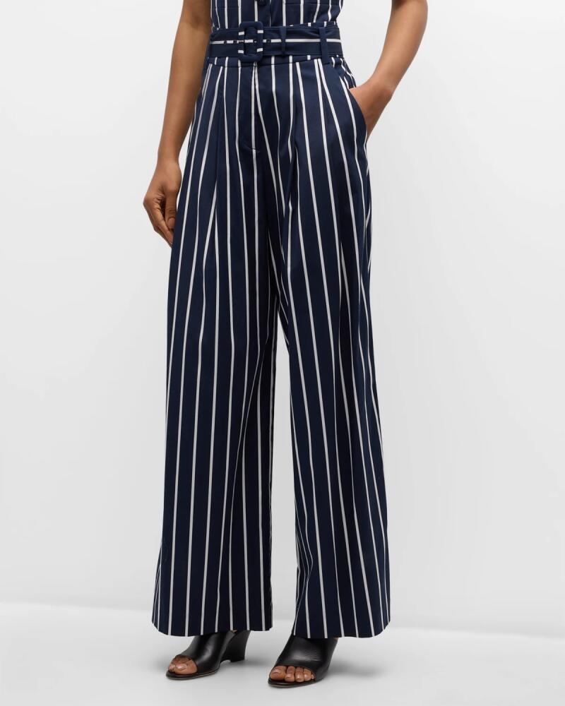 Veronica Beard Maliyah Belted Stripe Pants Cover