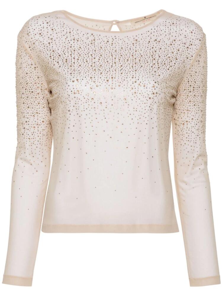 Ermanno Scervino crystal-embellished mesh T-shirt - Neutrals Cover