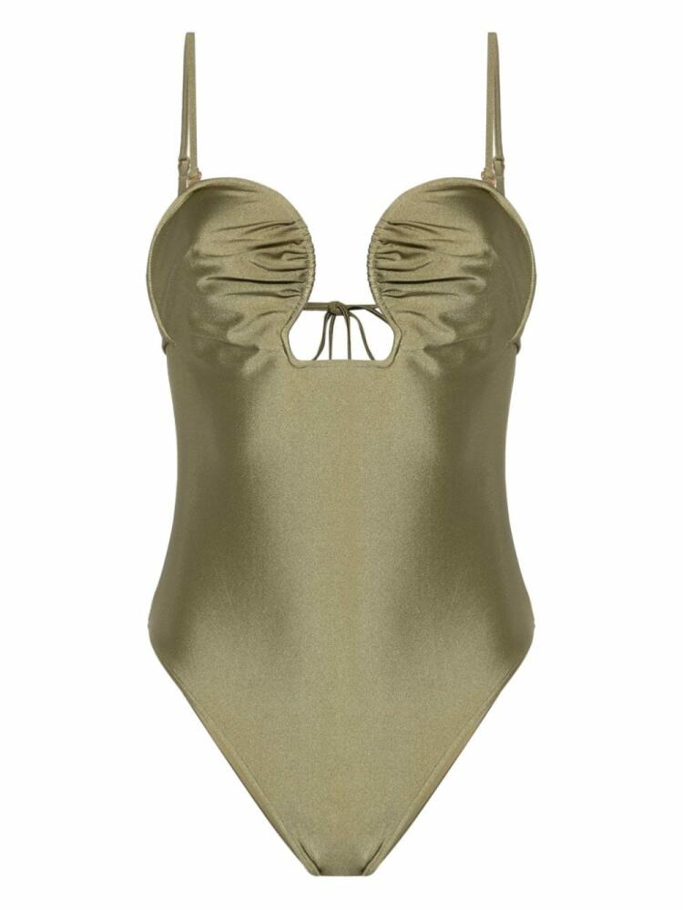 Cult Gaia Celia wired-neckline swimsuit - Green Cover