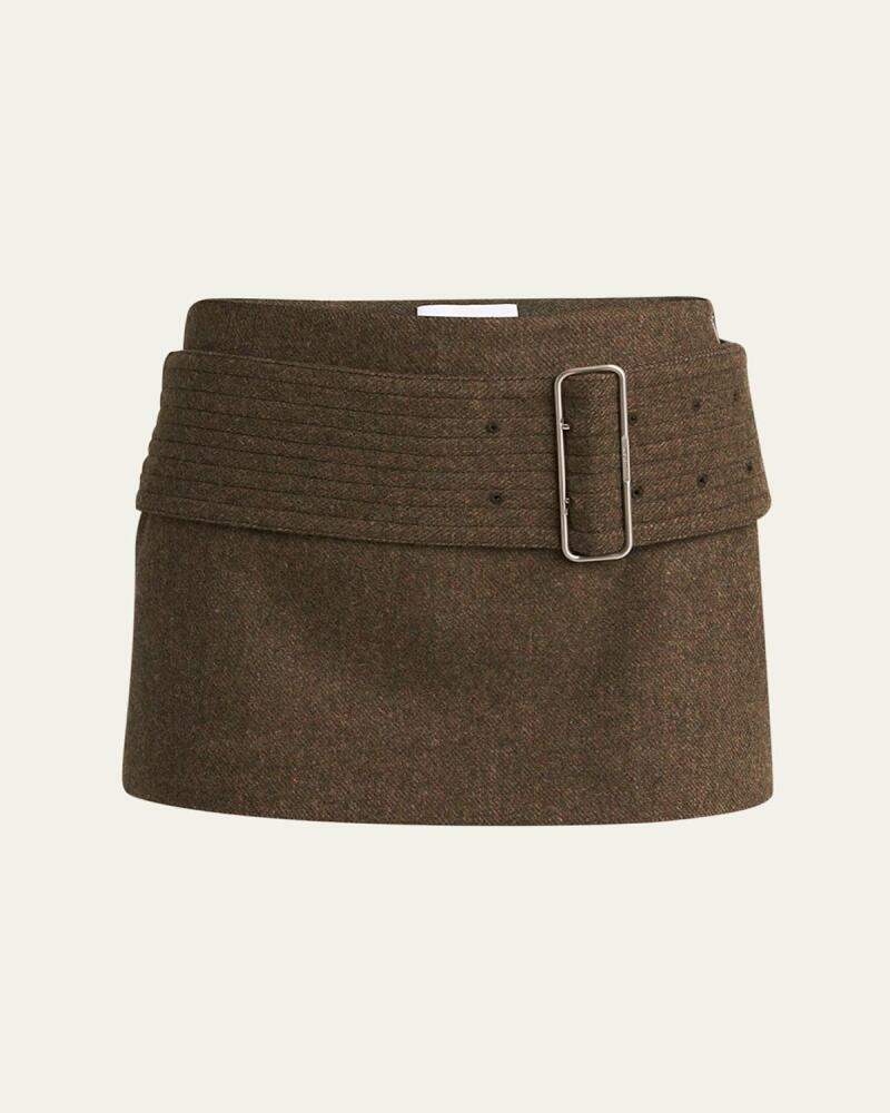 Ferragamo Wool Mini Skirt with Detachable Belt Cover