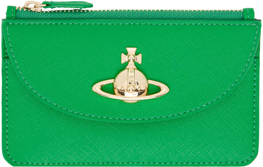 Vivienne Westwood Green Saffiano Half Moon Card Holder Cover