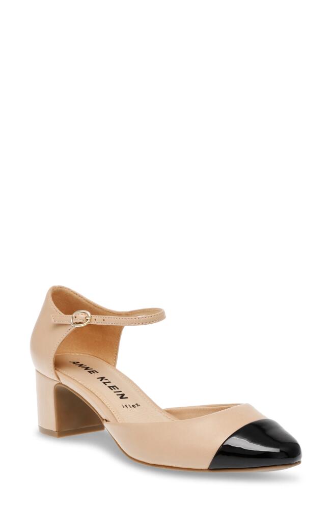 Anne Klein Pizetta Pump in Beige/Black Patent Cover