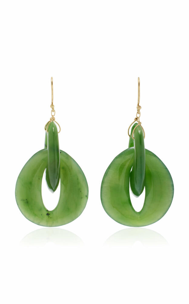 Ten Thousand Things - Peacock Eye 18K Yellow Gold Jade Earrings - Green - Gifts For Her Cover