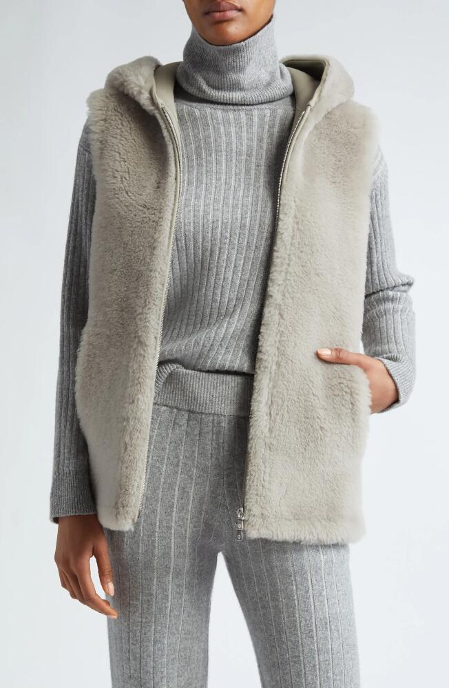 Eleventy Genuine Shearling Hooded Vest in Grey Cover