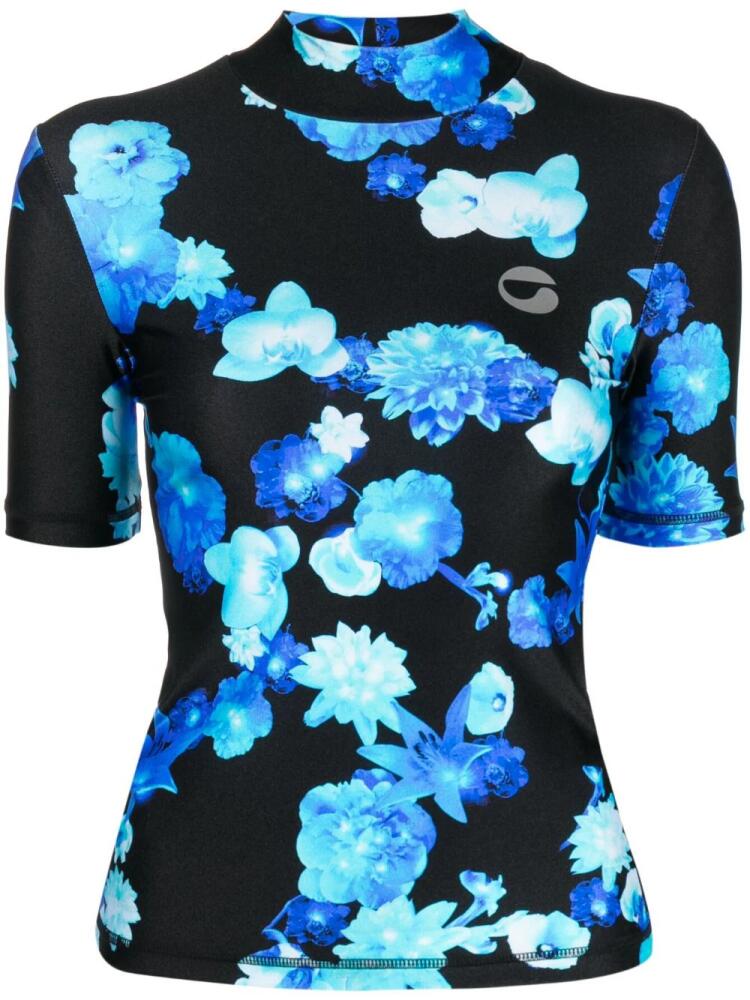 Coperni floral-print short-sleeve top - Black Cover