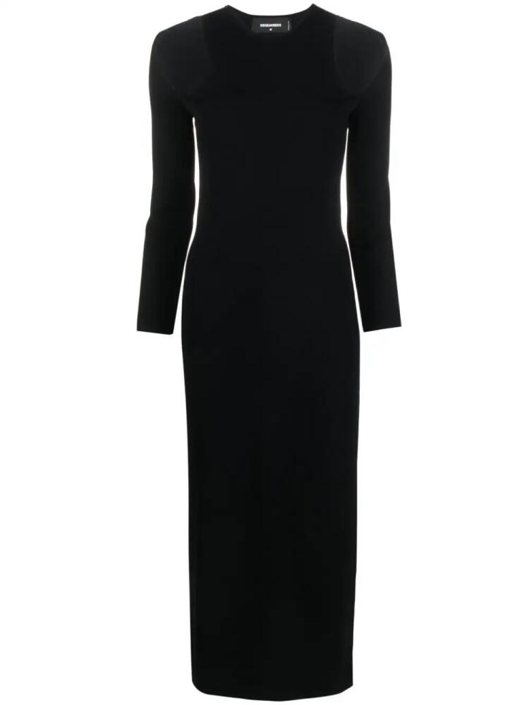 DSQUARED2 cut-out ribbed-knit midi dress - Black Cover