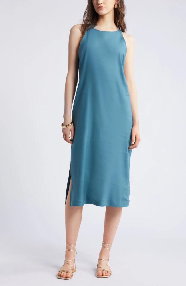 Nordstrom Sleeveless Linen Blend Dress in Teal Hydro Cover