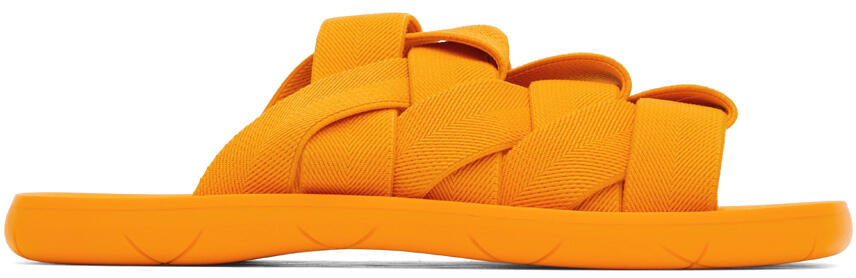 Bottega Veneta Orange Intrecciato Slides Cover