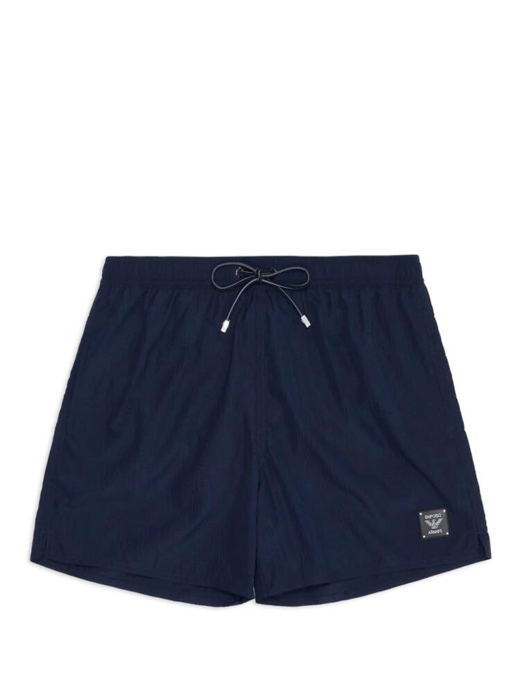 Emporio Armani logo-appliqué swim shorts - Blue Cover