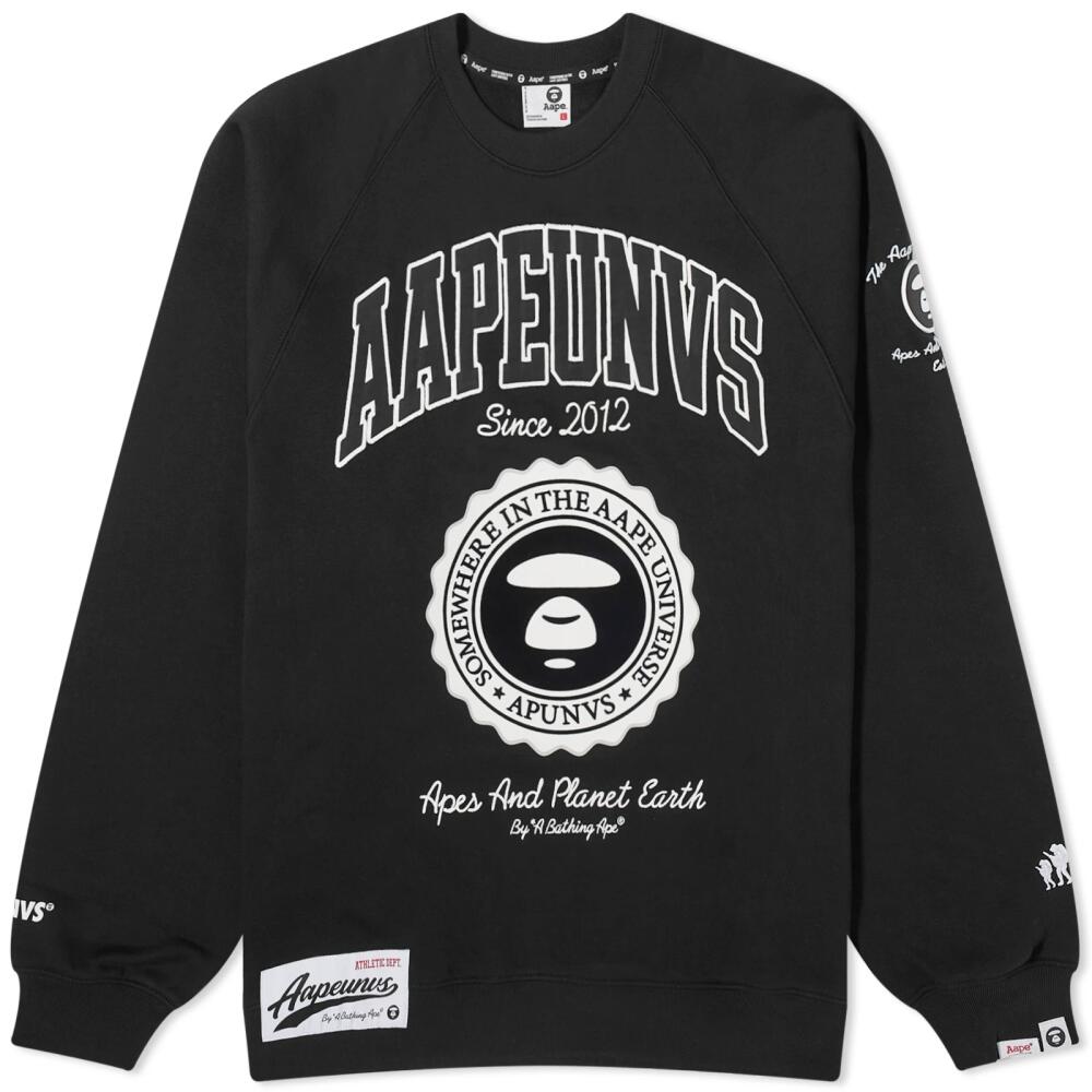 Men's AAPE College Flocking Crew Sweat in Black Cover