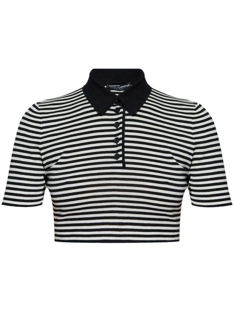 Dolce & Gabbana striped cropped polo shirt - Black Cover