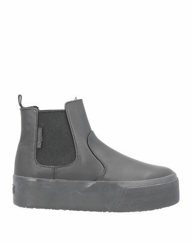 Superga Woman Ankle boots Black Soft Leather Cover