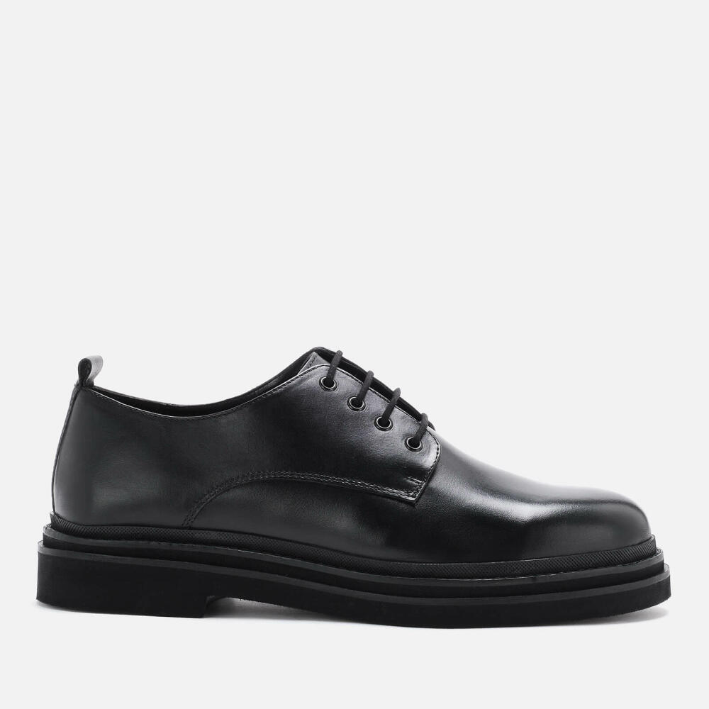 Walk London Men's Brooklyn Leather Derby Shoes - Black Cover