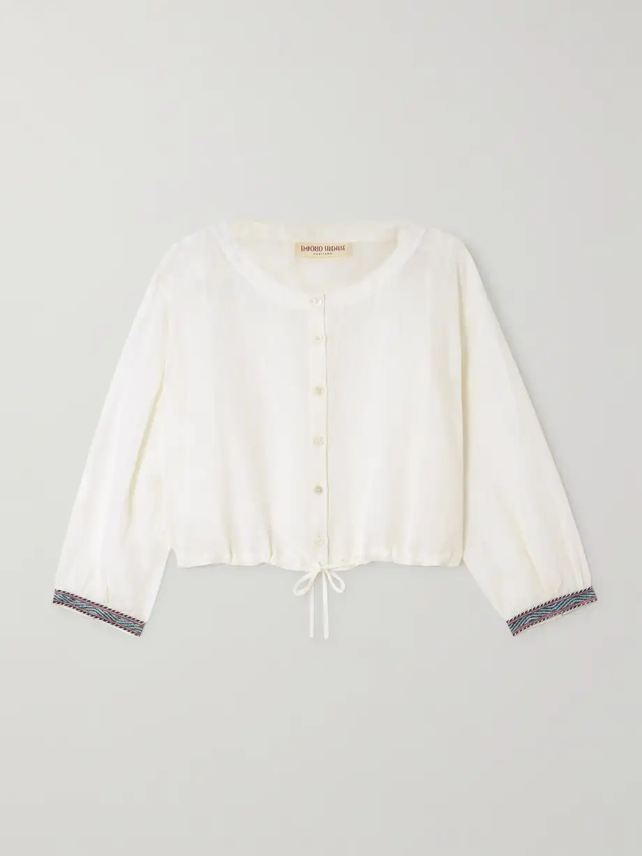 Emporio Sirenuse - + Net Sustain New Jinny Cropped Linen Blouse - Off-white Cover