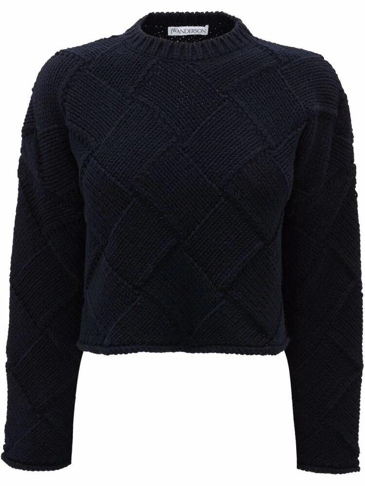 JW Anderson basketweave stitch cropped jumper - Blue Cover