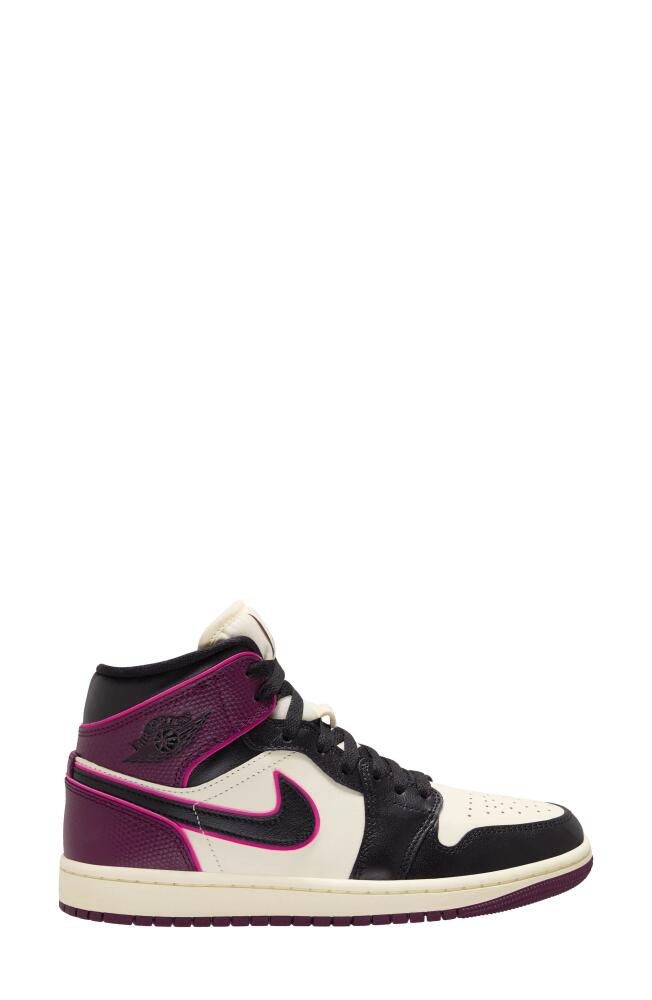 Air Jordan 1 Mid SE Basketball Sneaker in Sail/Black/Pink/Bordeaux Cover