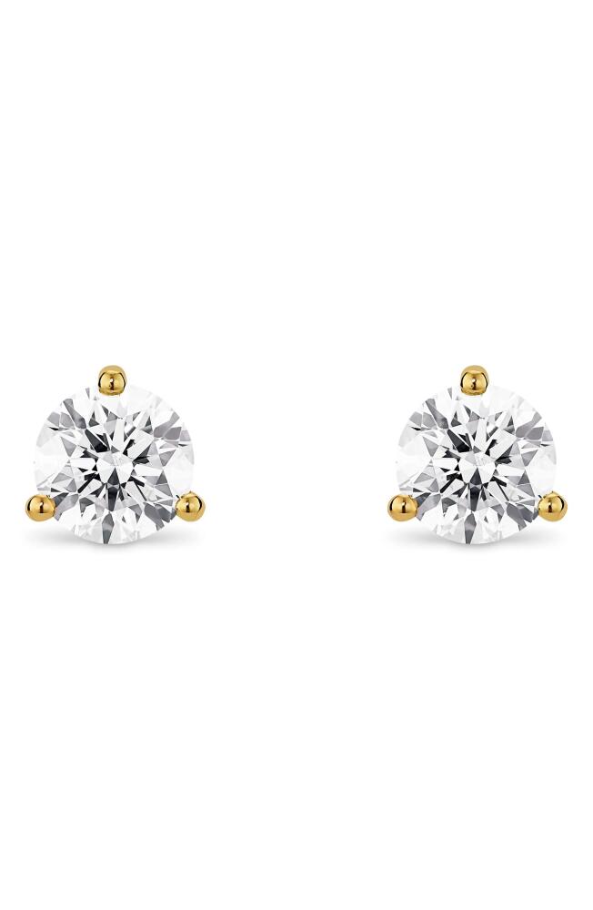 LIGHTBOX 1-Carat Round Lab Grown Diamond Stud Earrings in White/14K Yellow Gold Cover