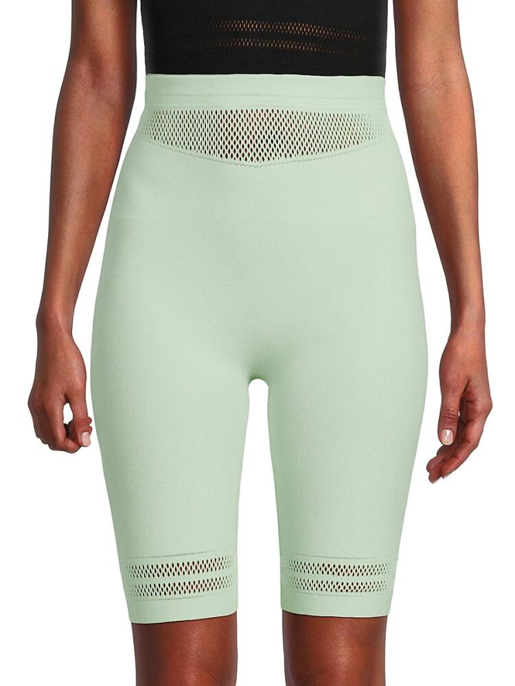 Wolford Women's Net Lines Biker Shorts - Aqua Green Cover