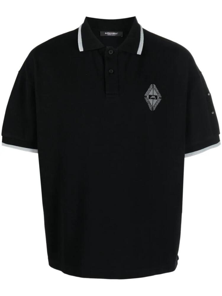 A-COLD-WALL* monogram-jacquard stripe-trim polo shirt - Black Cover