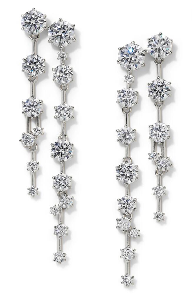 Nadri Cubic Zirconia Linear Drop Earrings in Rhodium Cover