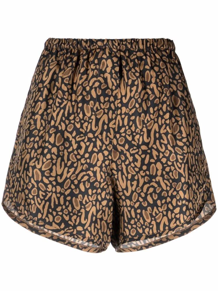 Nanushka high-waisted graphic-print shorts - Brown Cover