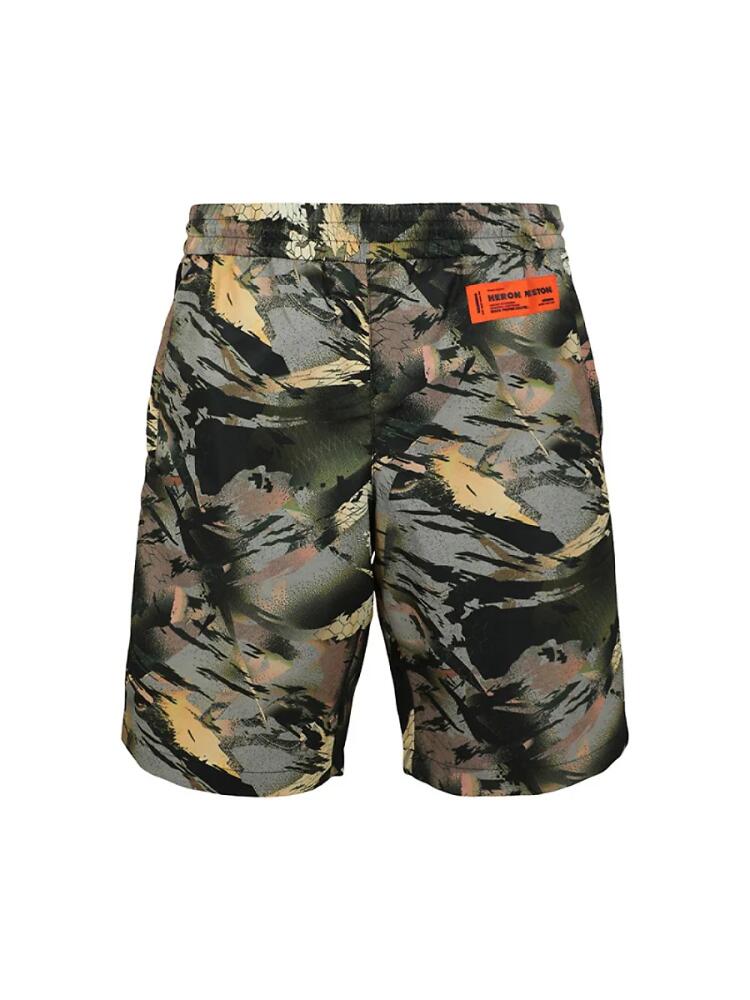 Heron Preston Men's Camo Track Shorts - Green Cover