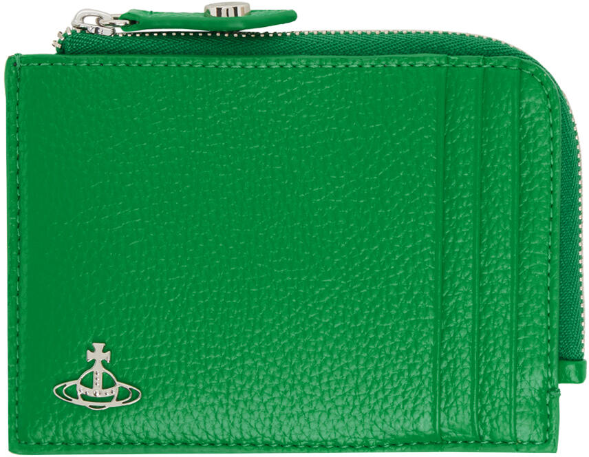 Vivienne Westwood Green Re-Vegan Grain Zip Card Holder Cover