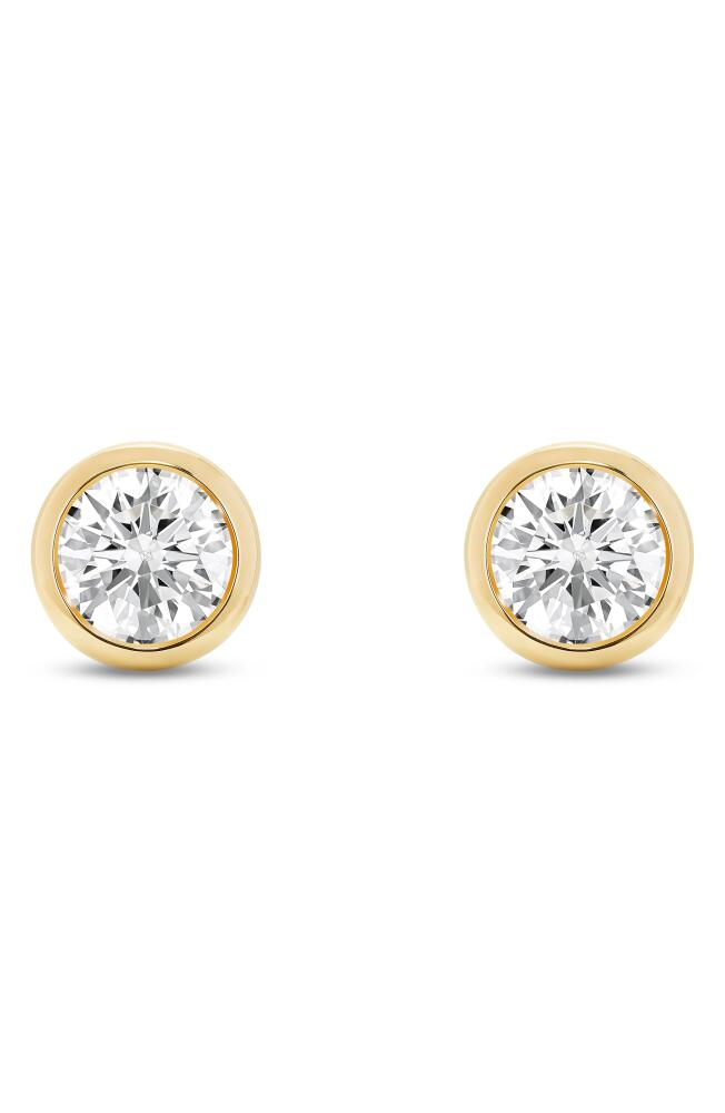 LIGHTBOX 1-Carat Lab Grown Diamond Bezel Stud Earrings in White/14K Yellow Gold Cover