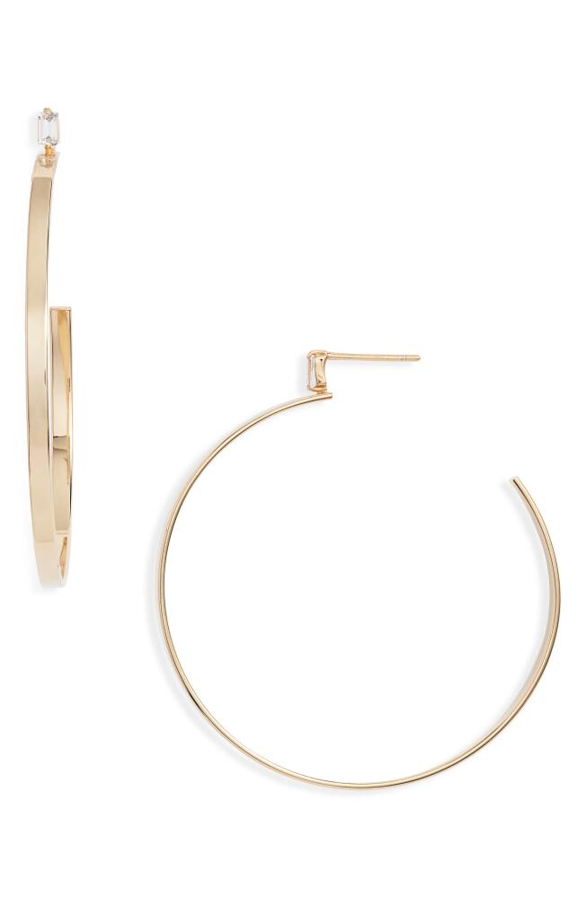 Jennifer Zeuner Gemma White Sapphire Hoop Earrings in Yellow Gold Cover