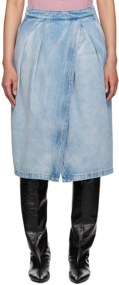 Dries Van Noten Blue Denim Knotted Midi Skirt Cover