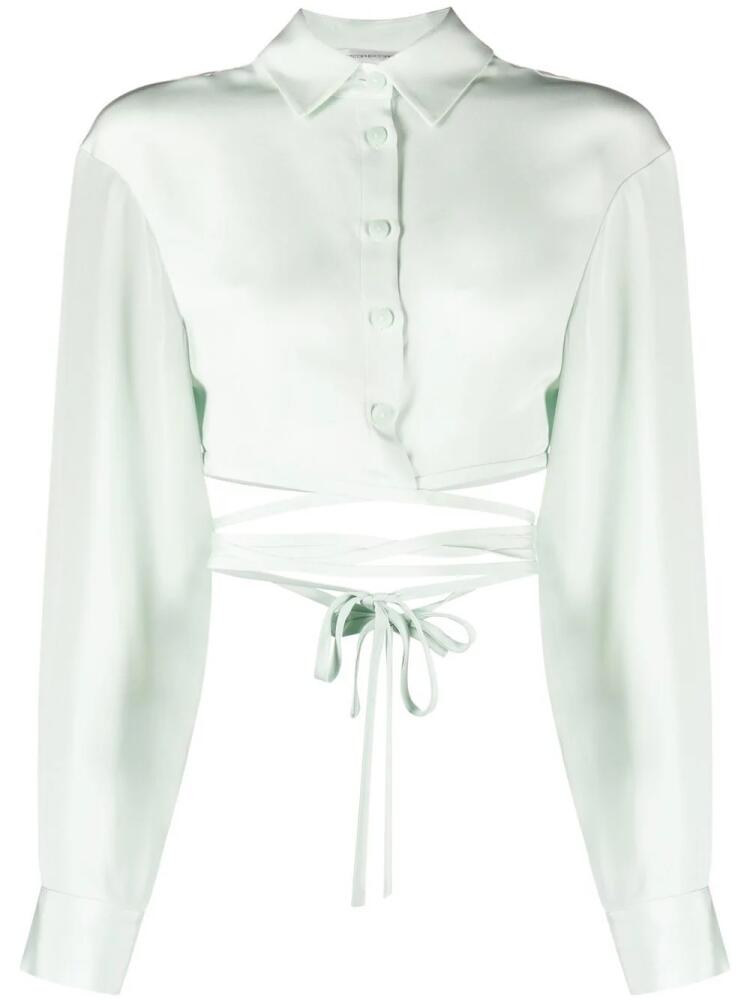 Christopher Esber Tie-detail long-sleeve blouse - Green Cover