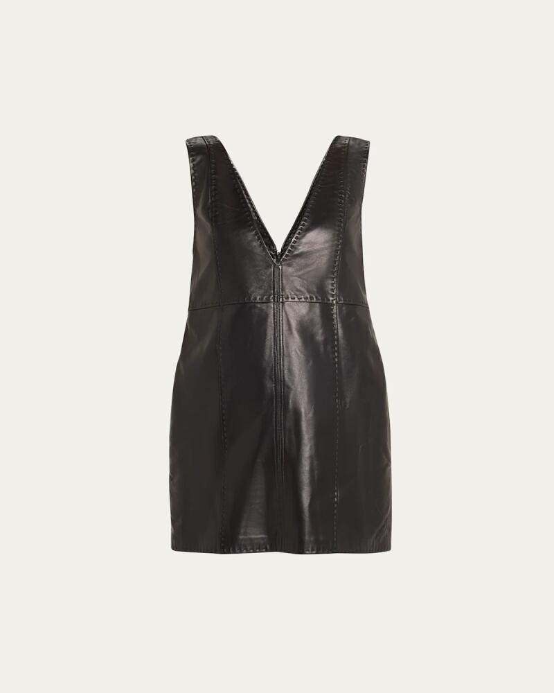 Ulla Johnson Marta Leather Mini Pinafore Dress Cover