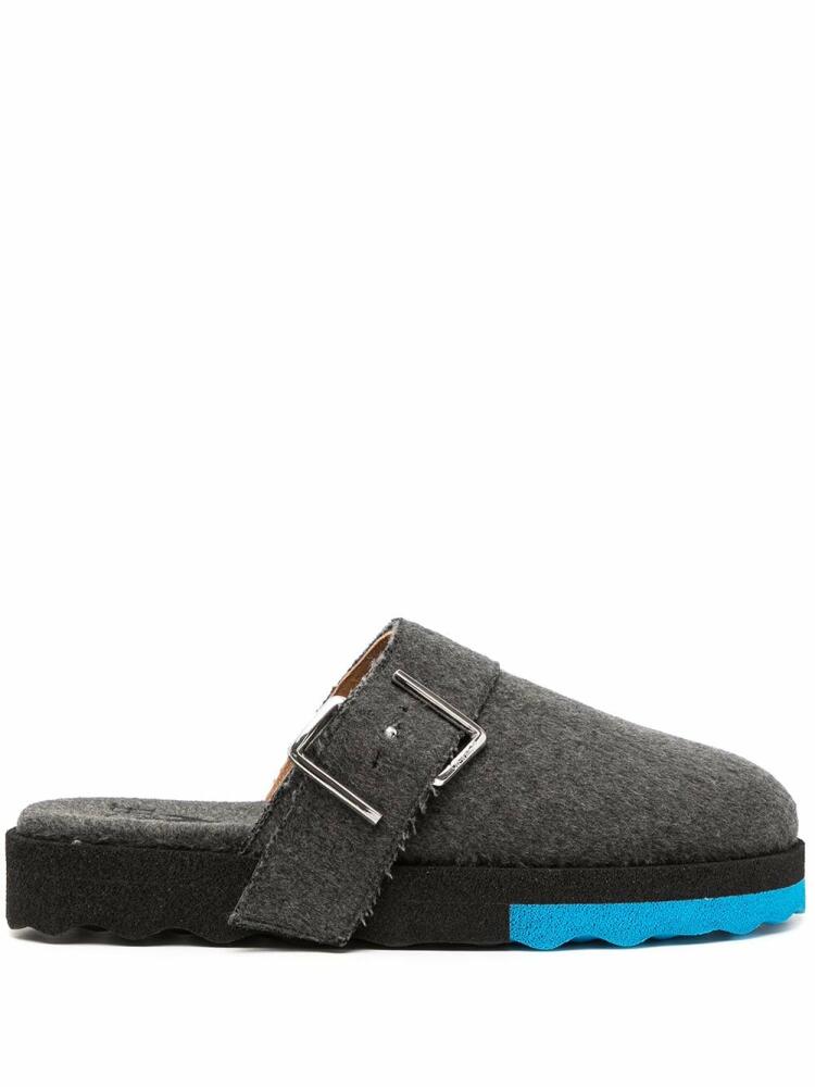 Off-White buckle-detail felted slippers - Grey Cover