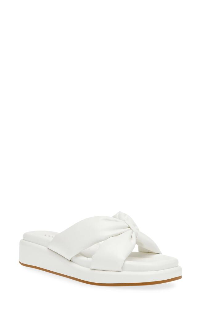 Anne Klein Aspire Wedge Sandal in White Smooth Cover