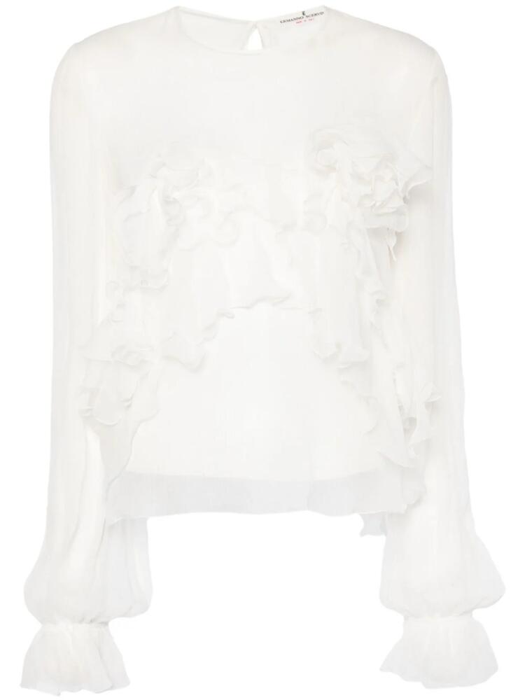 Ermanno Scervino floral-appliqué silk blouse - White Cover