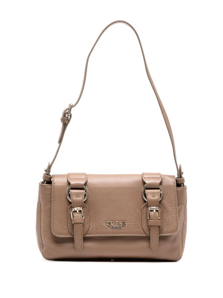 GUESS USA logo-plaque leather crossbody satchel - Brown Cover