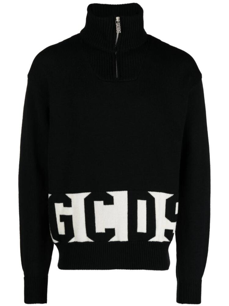 GCDS intarsia-knit half-zip jumper - Black Cover