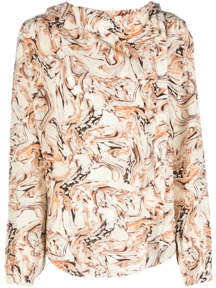 ISABEL MARANT Tiphaine marble-print silk blouse - Neutrals Cover