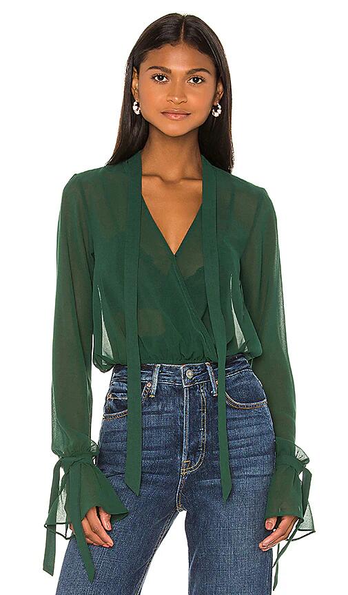 House of Harlow 1960 x REVOLVE Joli Tie Cuff Blouse in Green Cover