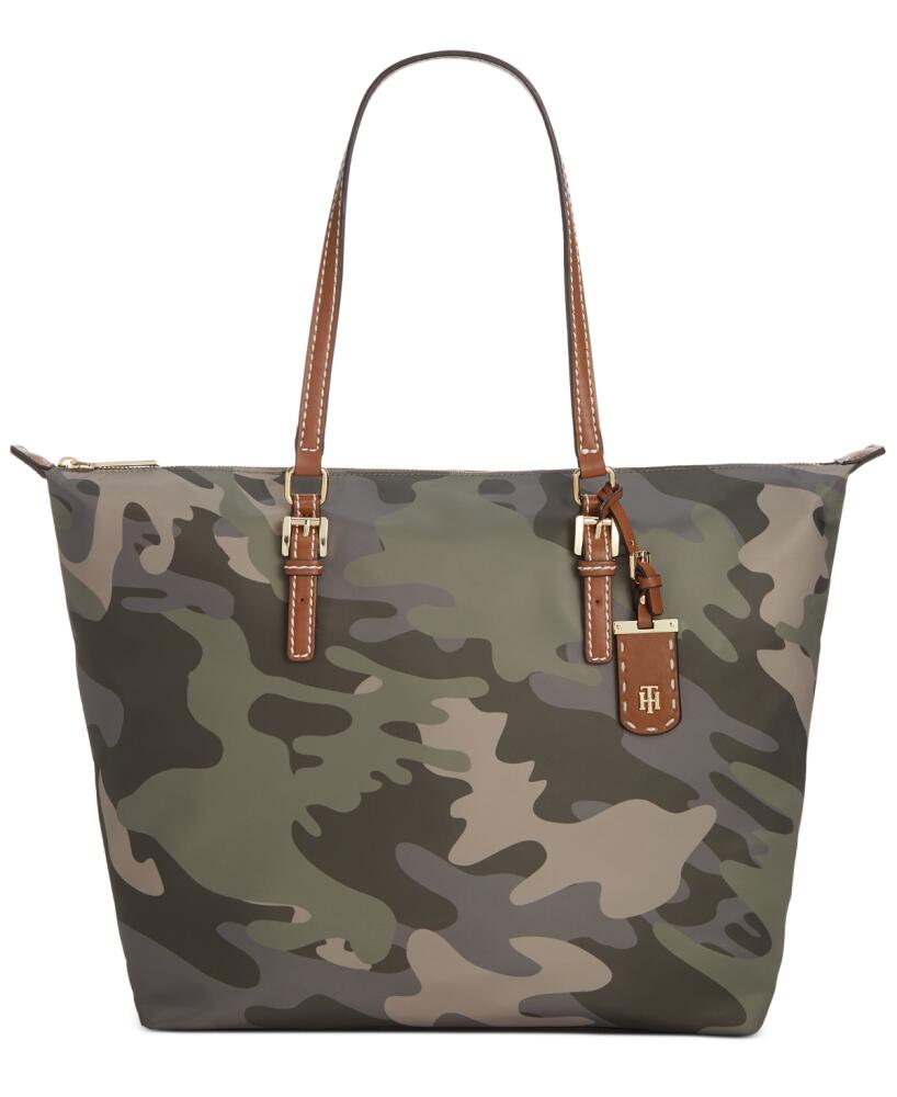 Tommy Hilfiger Julia Camo Zippered Tote - Green/Gold Cover