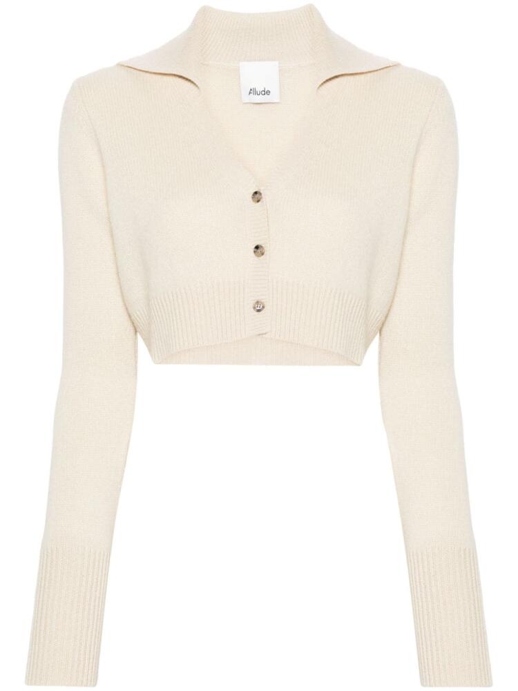 Allude spread-collar cashmere cardigan - Neutrals Cover