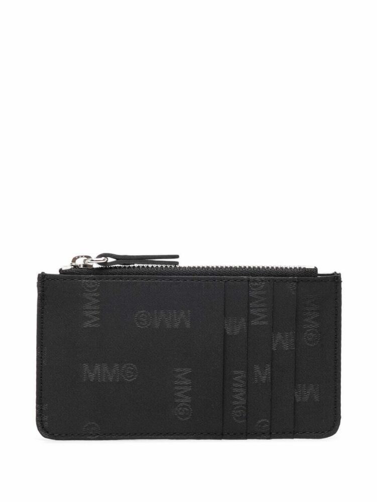 MM6 Maison Margiela logo zipped cardholder wallet - Black Cover