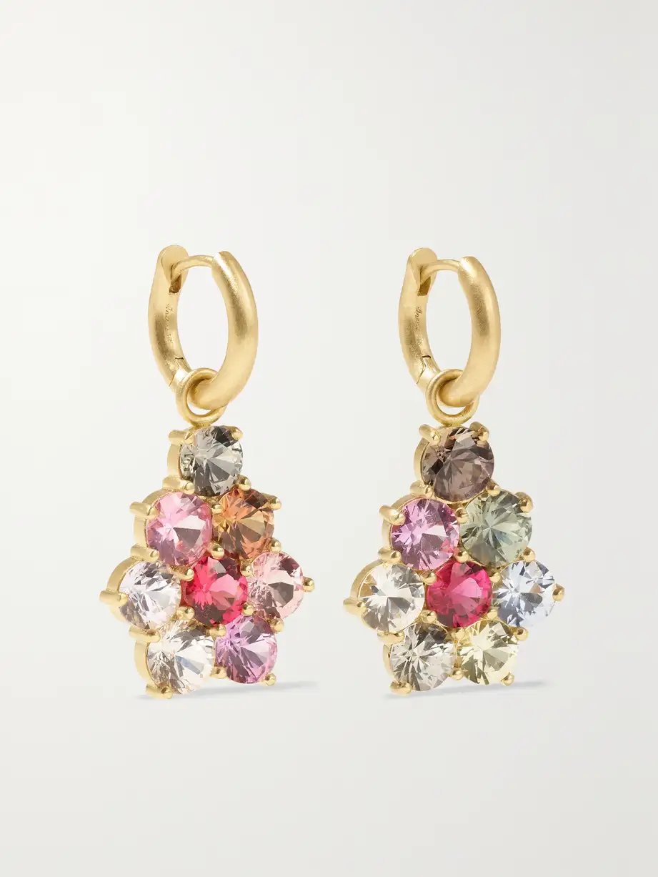 Irene Neuwirth - Gemmy Gem 18-karat Gold, Sapphire And Tourmaline Earrings - One size Cover