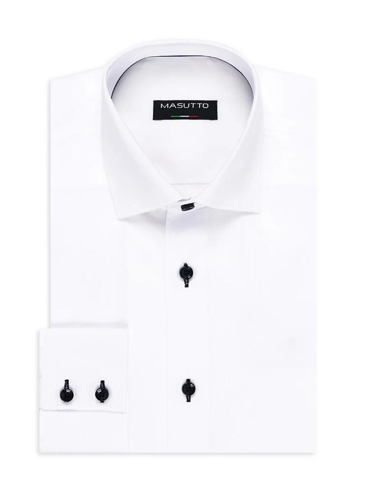 Masutto Men's Solid Dress Shirt - White Cover