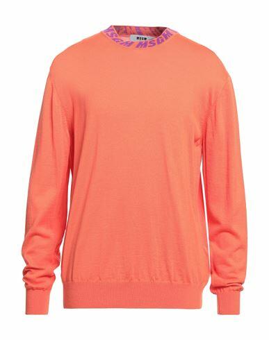 Msgm Man Sweater Orange Virgin Wool Cover