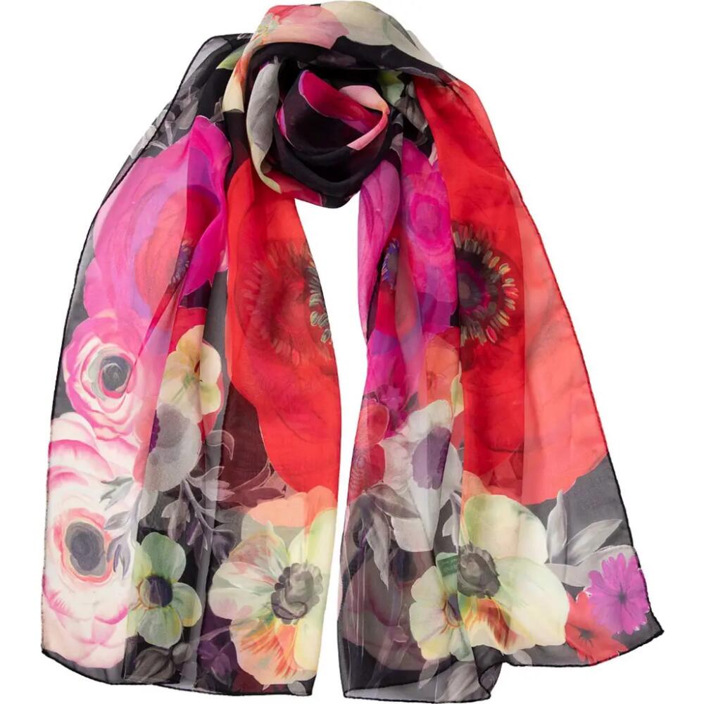 Elizabetta Campo de' Fiori - Long Sheer Silk Scarf for Women in Black Cover