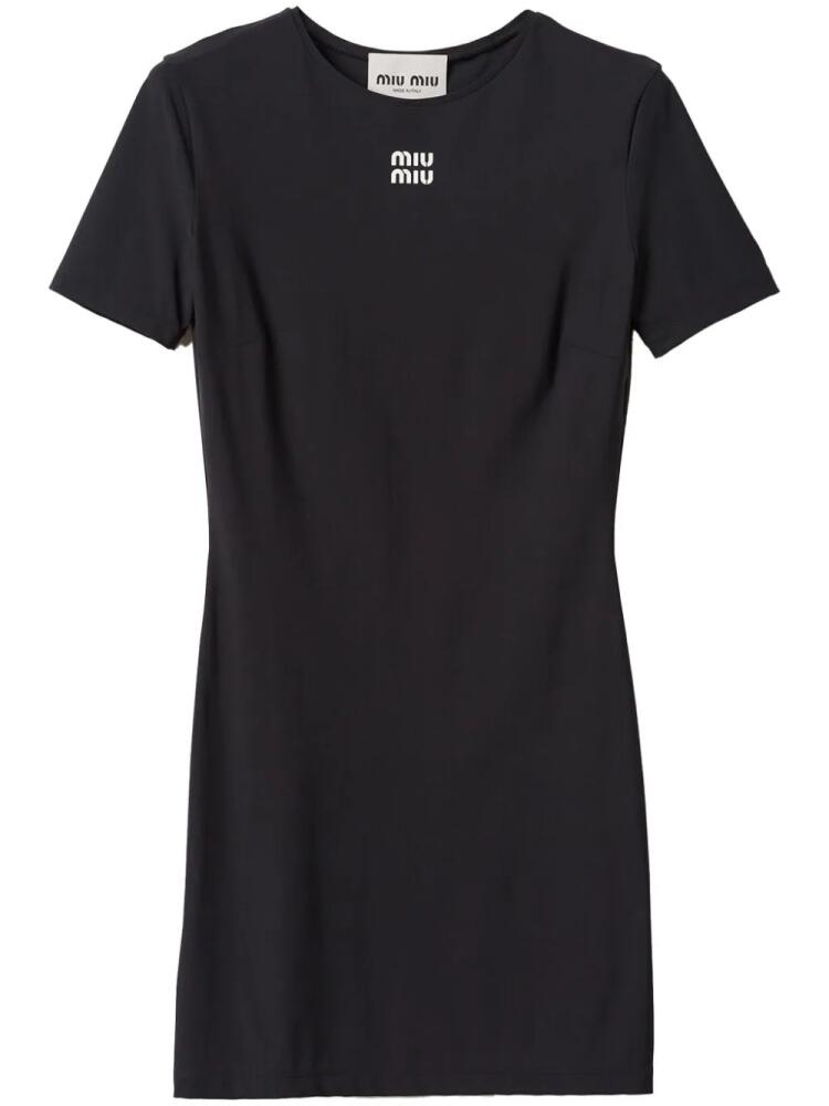 Miu Miu logo-print short-sleeve minidress - Black Cover