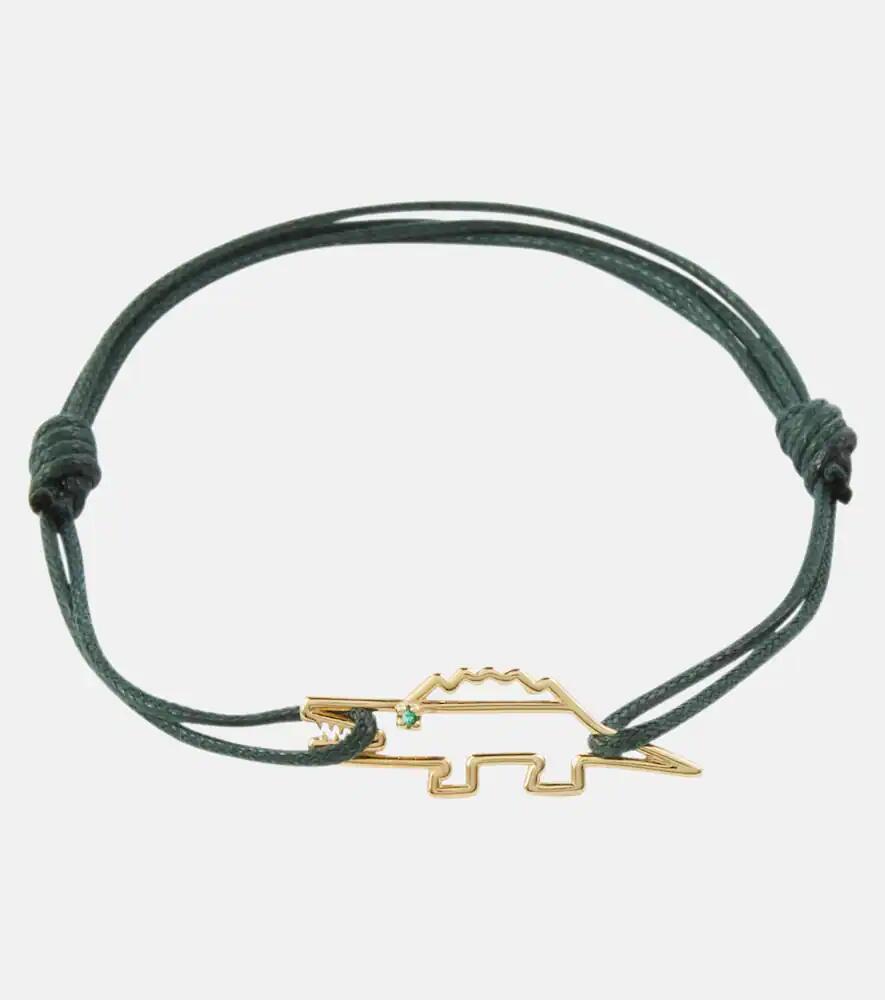 Aliita Crocodile 9kt yellow gold cord bracelet with emerald Cover