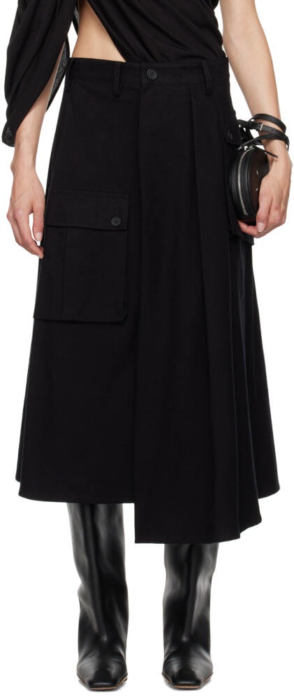 YOHJI YAMAMOTO Black R-Wide Midi Skirt Cover