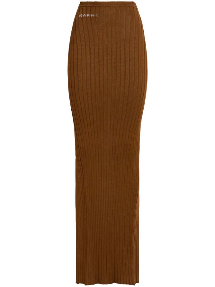 Marni ribbed-knit maxi skirt - Brown Cover